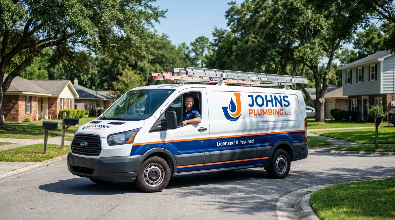 Johns Plumbing LLC service van in Waltham, MA