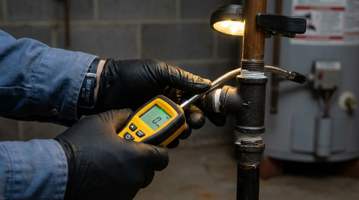 Gas leak detection with electronic sniffer by Johns Plumbing LLC in Waltham