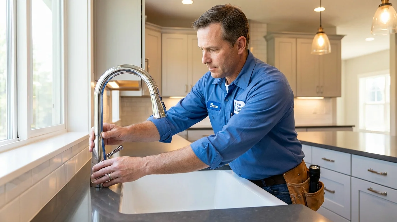 Kitchen faucet installation by Johns Plumbing LLC in Waltham