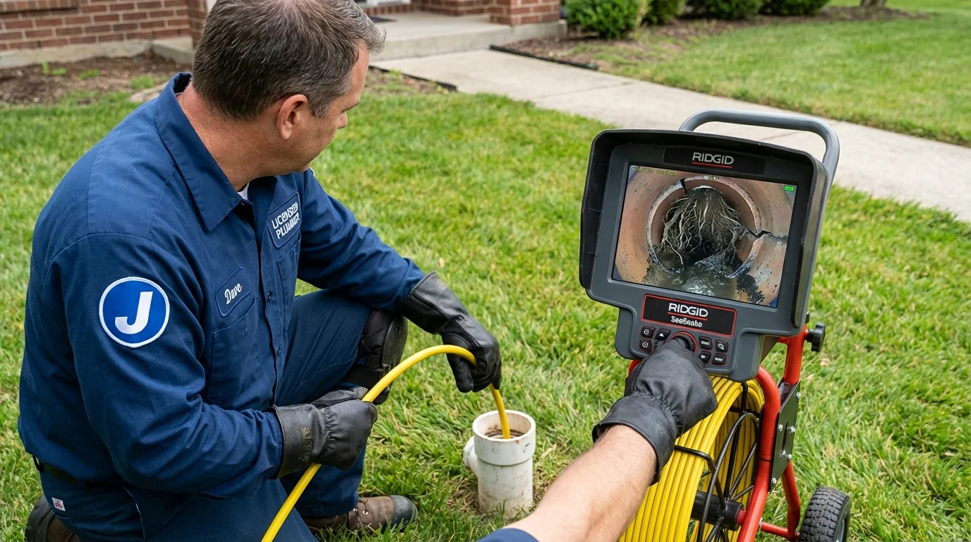 Sewer camera inspection being performed by Johns Plumbing LLC in Waltham